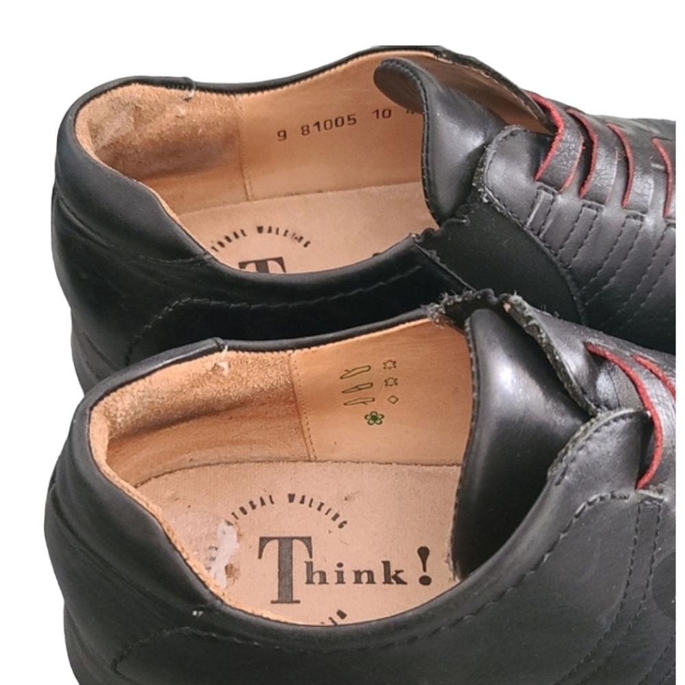 Y2K THINK Black Leather Slip-On Oxfords 40 9.5 10 Minimal Comfort Shoes Austria - Picture 11 of 16